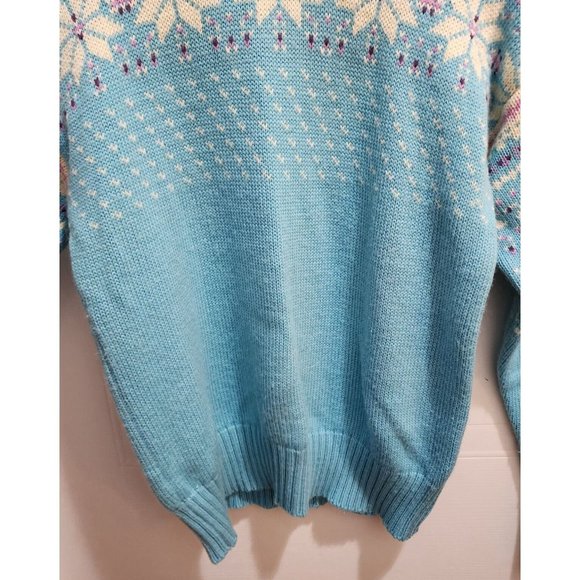 Vintage Obermeyer Womens Pullover Ski Sweater Blue Fair Isle Wool Blend See Info - Picture 5 of 10
